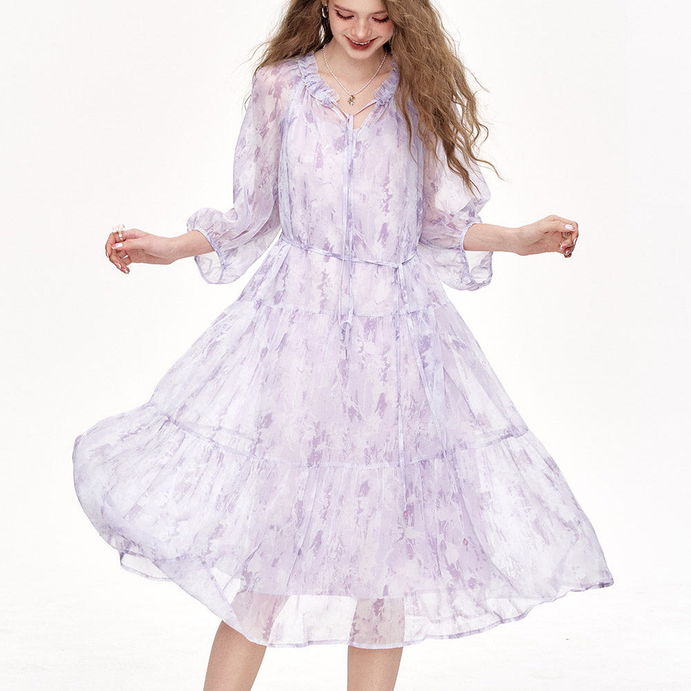 
                  
                    ELFSACK 2025 Summer New Arrivals Chiffon Floral Long Chic Dress
                  
                