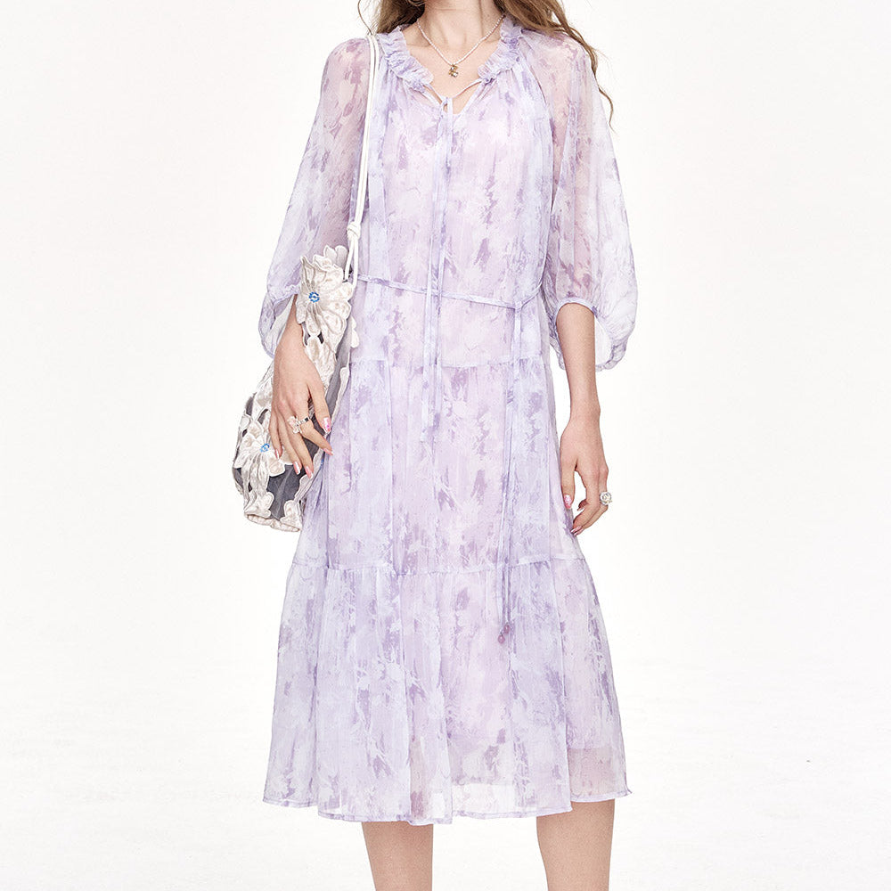 
                  
                    ELFSACK 2025 Summer New Arrivals Chiffon Floral Long Chic Dress
                  
                