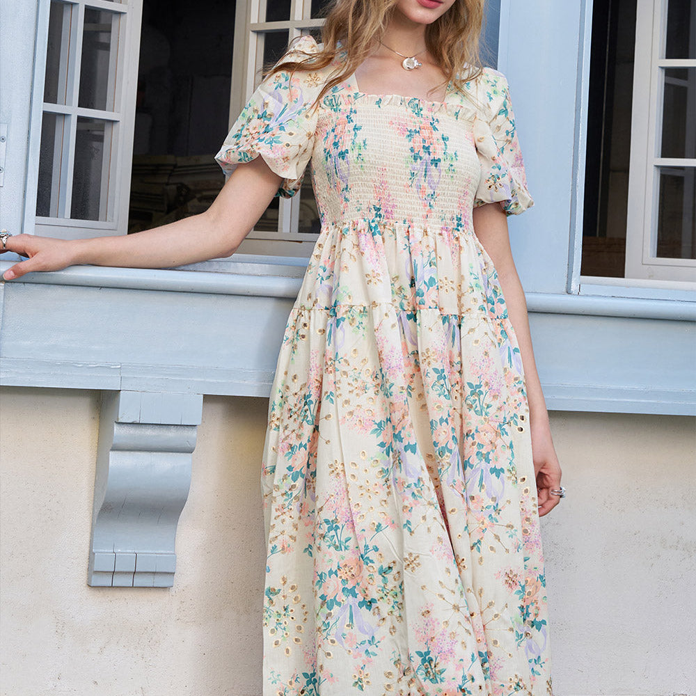 
                  
                    ELFSACK 2025 Summer New Arrivals Bubble Sleeve Floral Chic Dress For Women
                  
                