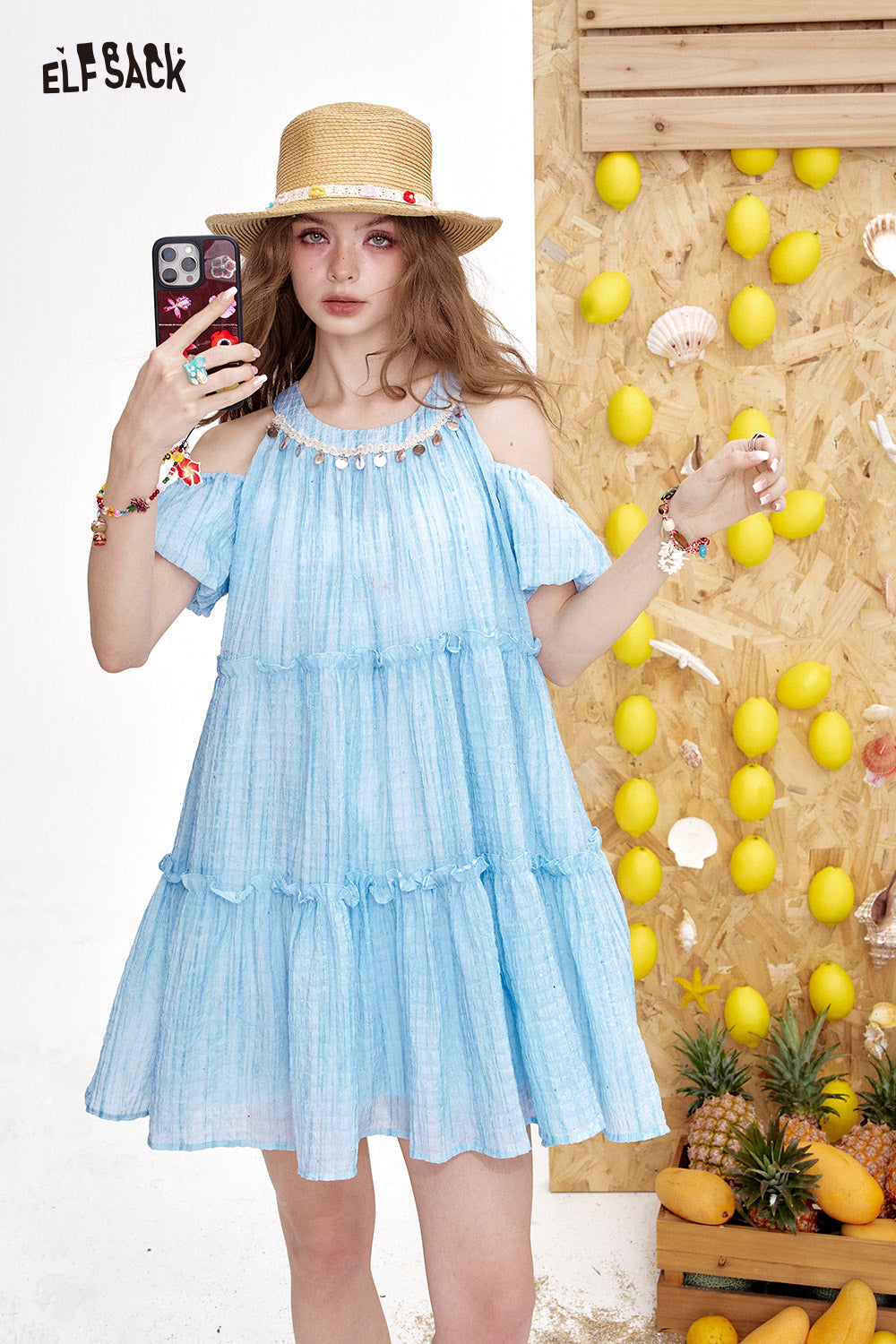 ELFSACK Off Shoulder Neck Chic Dress