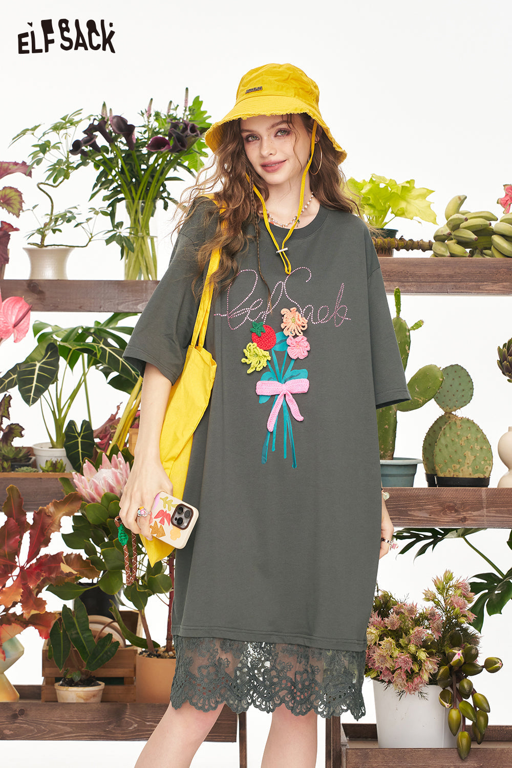 ELFSACK Lace Patchwork Chic Dress