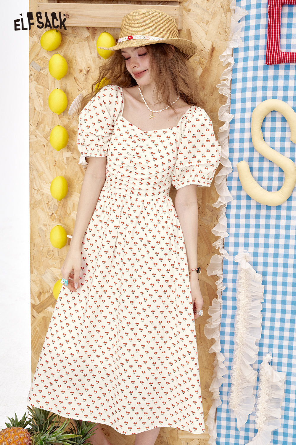 ELFSACK Bubble Sleeve Chic Long Dress
