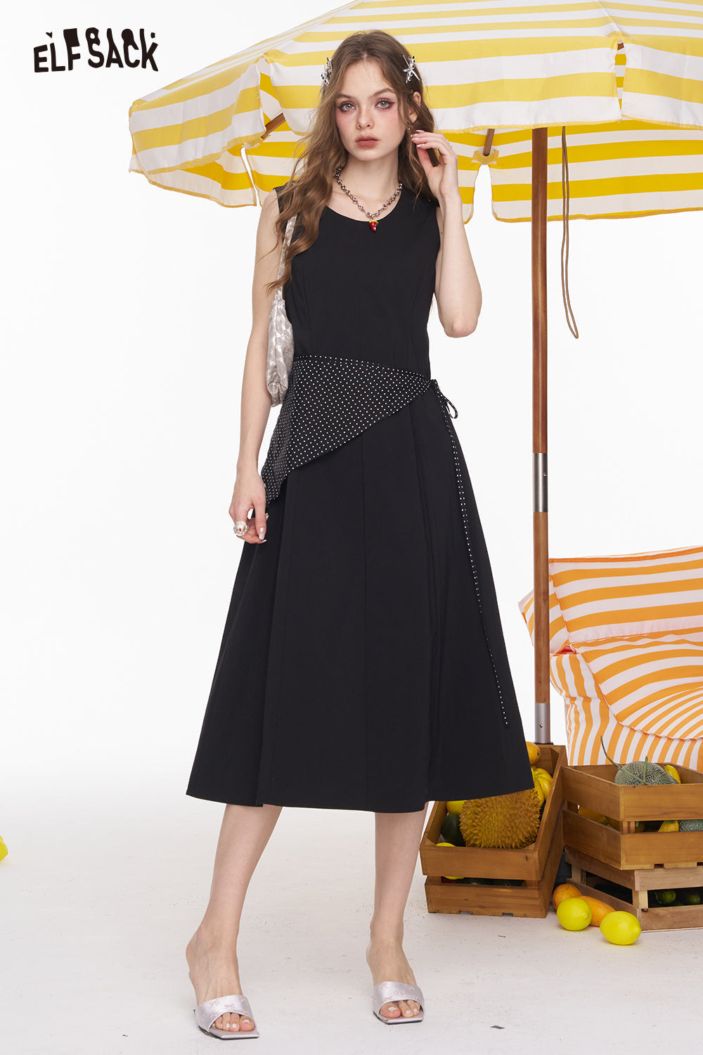 ELFSACK White Sleeveless Chic Vest Dress