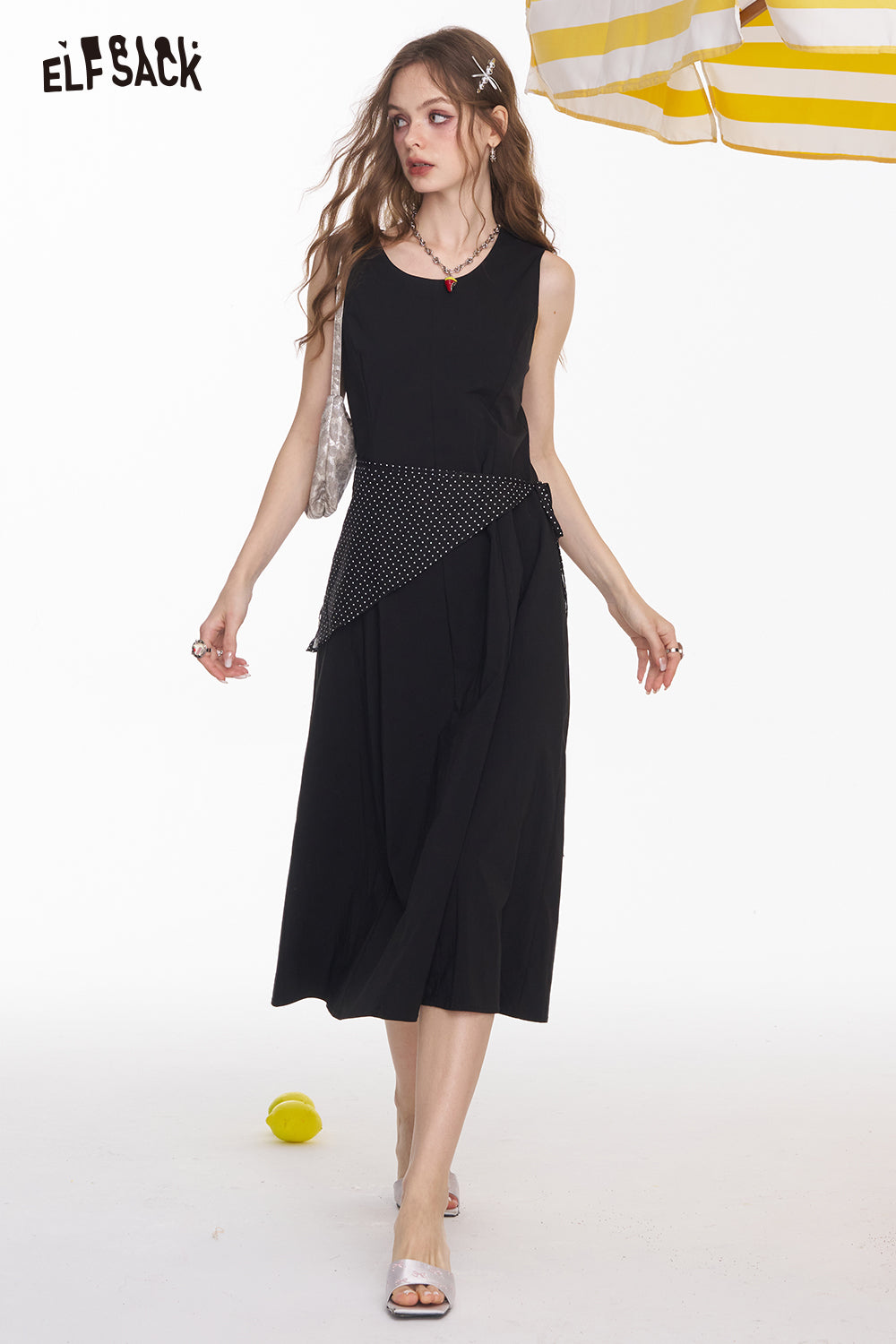 ELFSACK White Sleeveless Chic Vest Dress