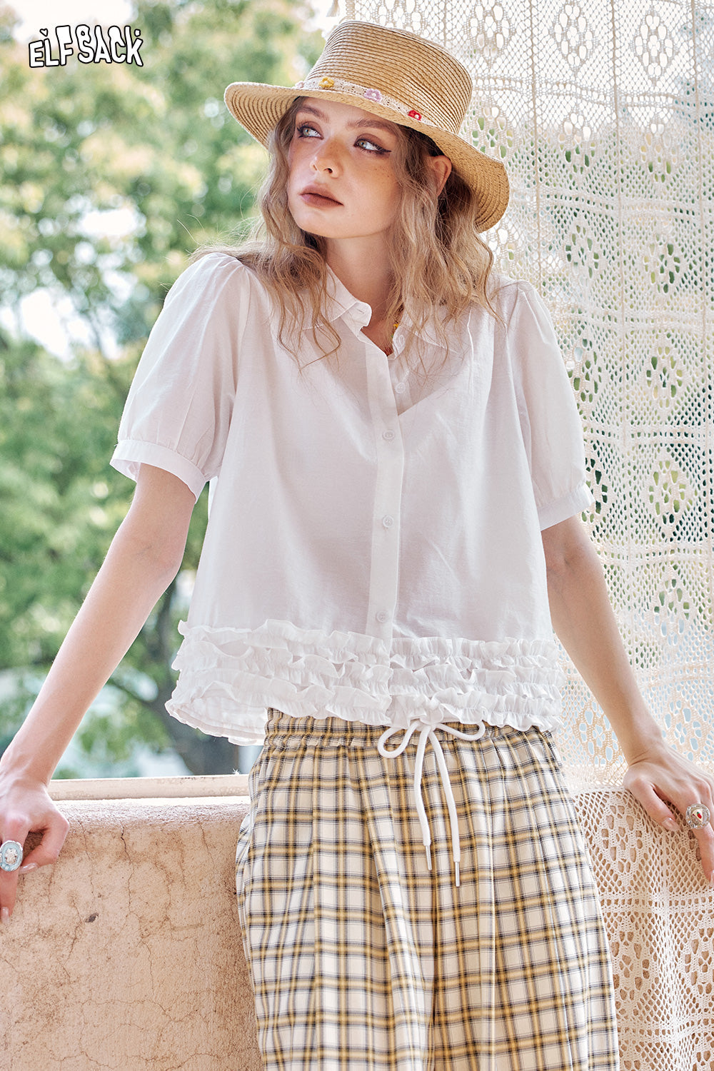 ELFSACK Bubble Sleeve Chic Shirt
