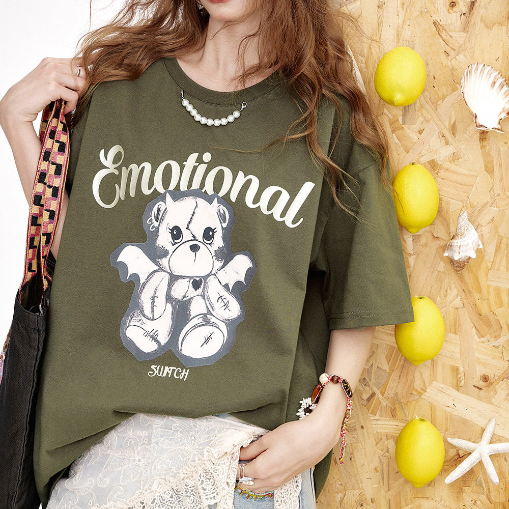 
                  
                    ELFSACK 2025 Summer New Arrivals Rose Red Printed Short Sleeved Dopamine T-Shirt For Women
                  
                