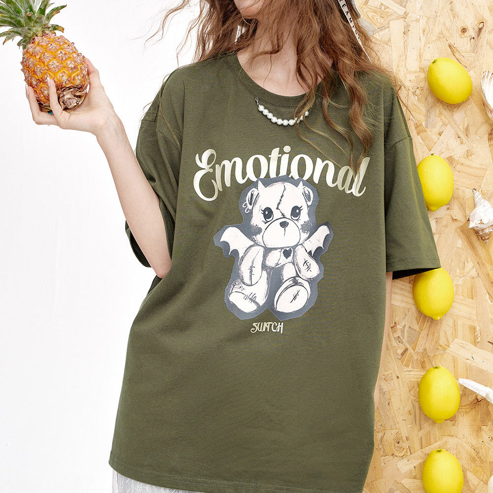 
                  
                    ELFSACK 2025 Summer New Arrivals Rose Red Printed Short Sleeved Dopamine T-Shirt For Women
                  
                
