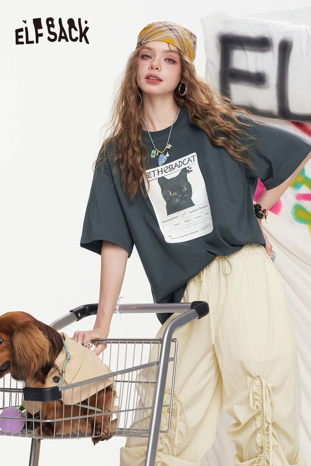 ELFSACK Print Casual Short Sleeve T-Shirt