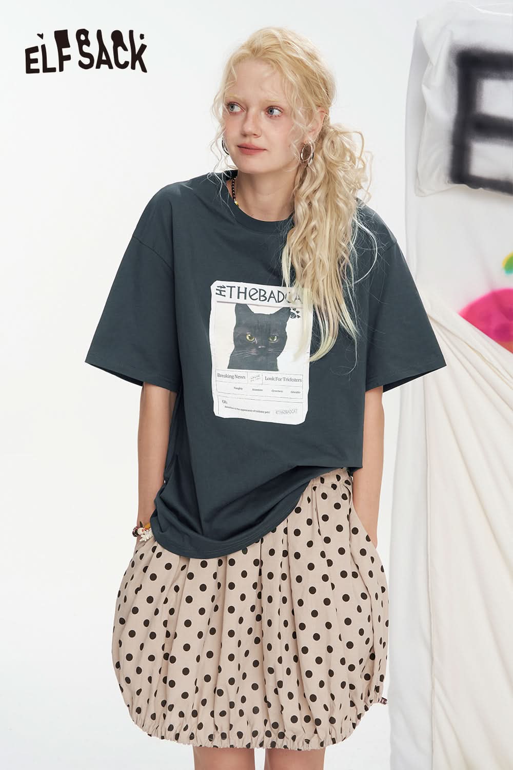 ELFSACK Print Casual Short Sleeve T-Shirt