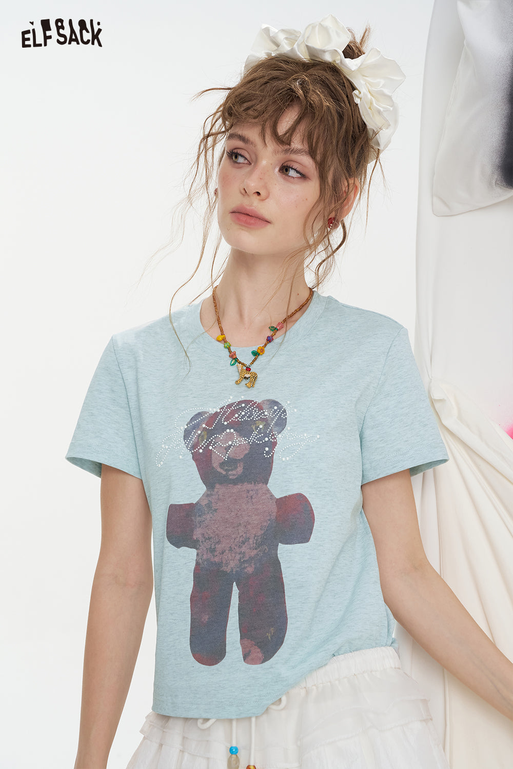ELFSACK Little Bear Printed Short Sleeve Casual T-Shirt