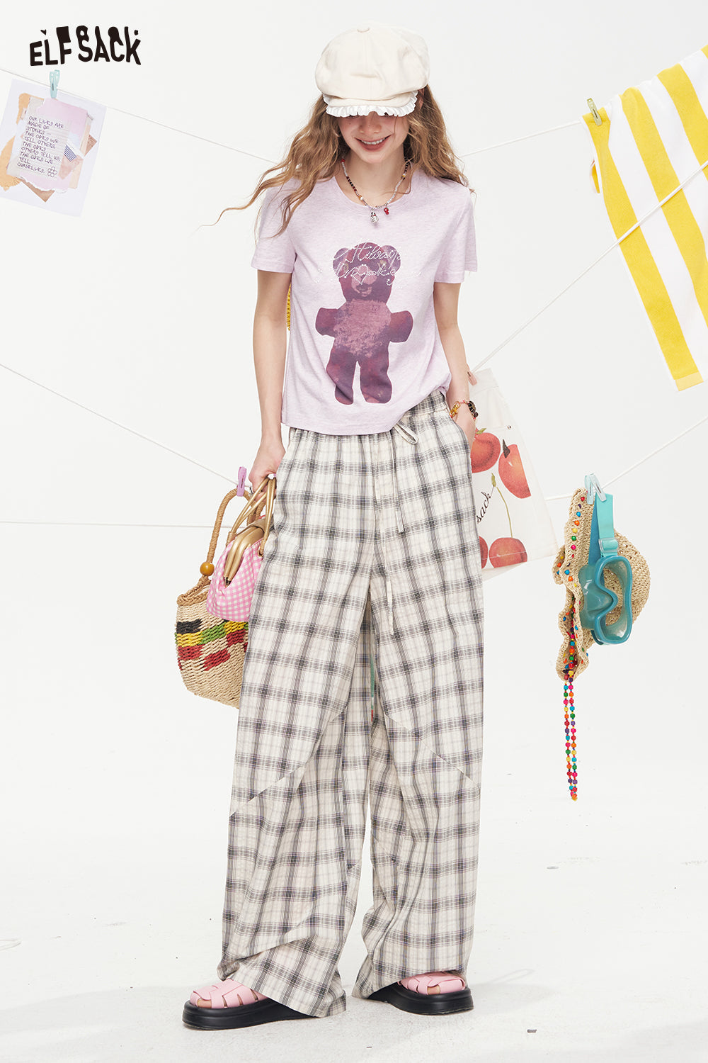 ELFSACK Little Bear Printed Short Sleeve Casual T-Shirt