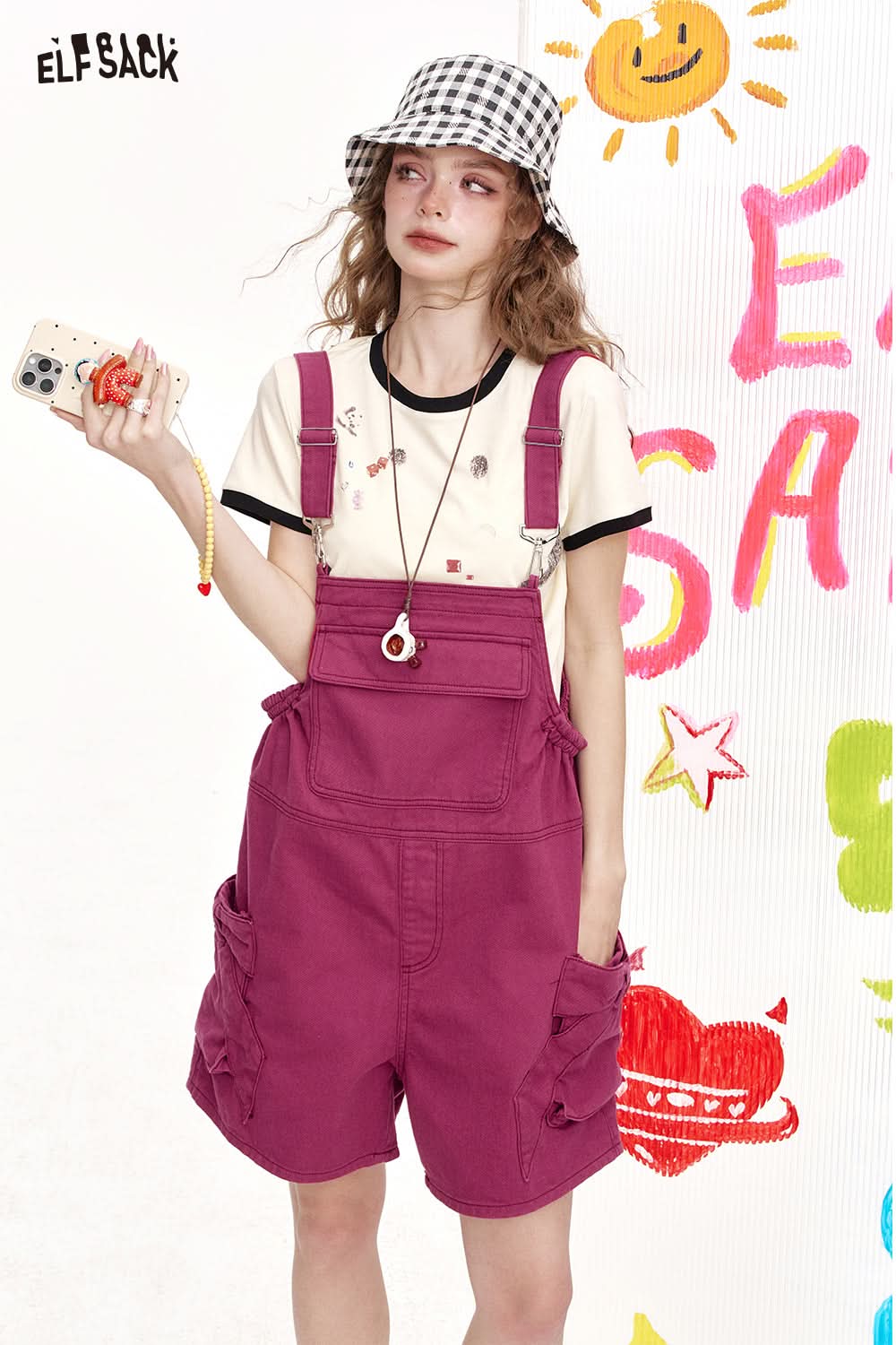 ELFSACK Retro Short Workwear Denim Overalls