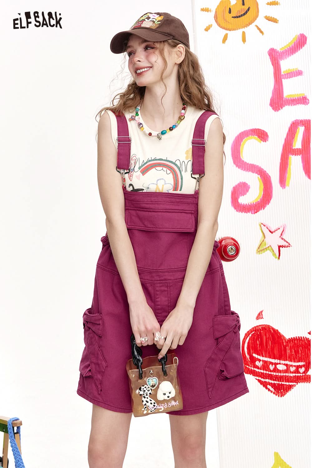 ELFSACK Retro Short Workwear Denim Overalls