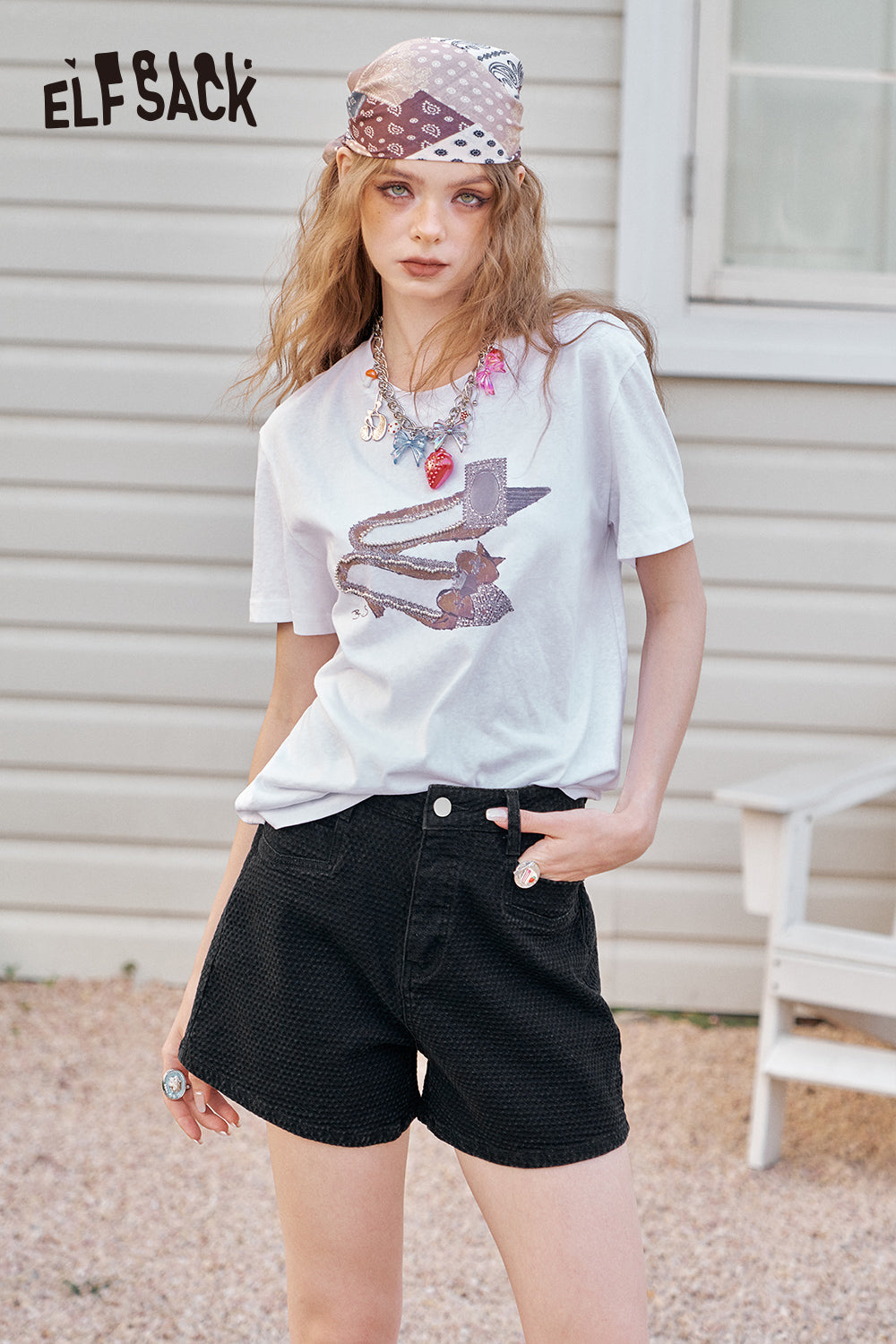 ELFSACK Straight High Waisted Casual A Denim Shorts