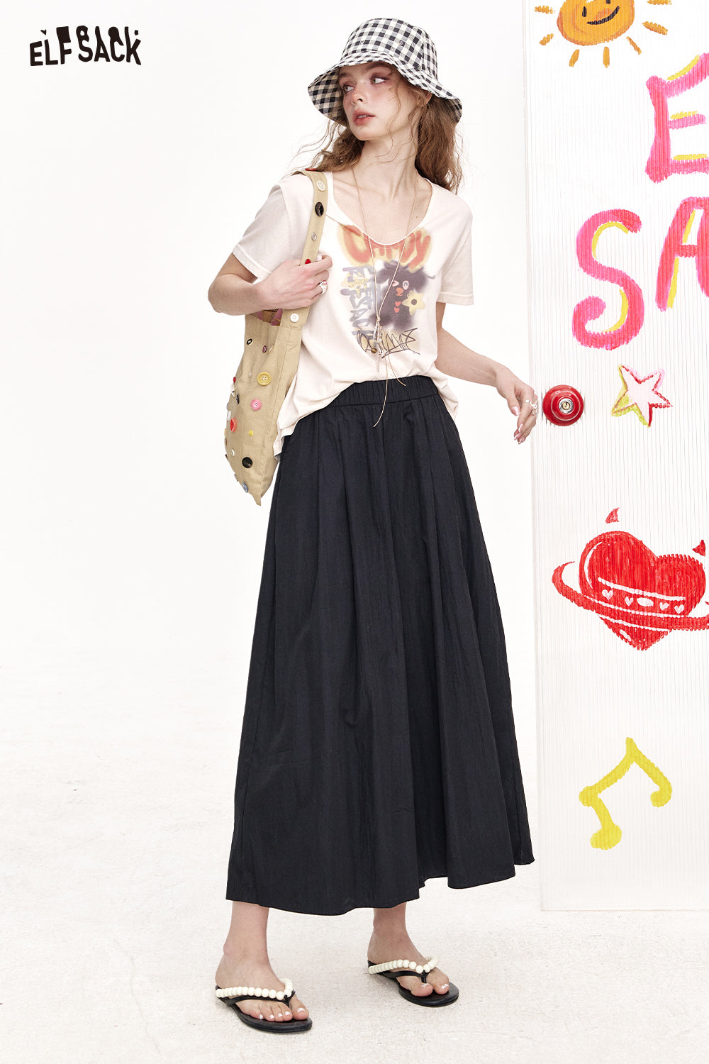 ELFSACK Loose Thin Wide Leg Casual Pants