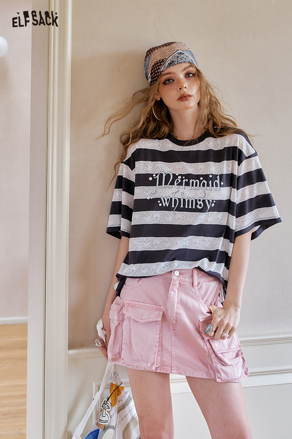 ELFSACK Pink A-Line Casual Half Length Skirt
