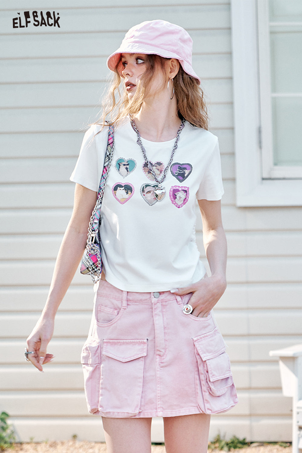 ELFSACK Pink A-Line Casual Half Length Skirt