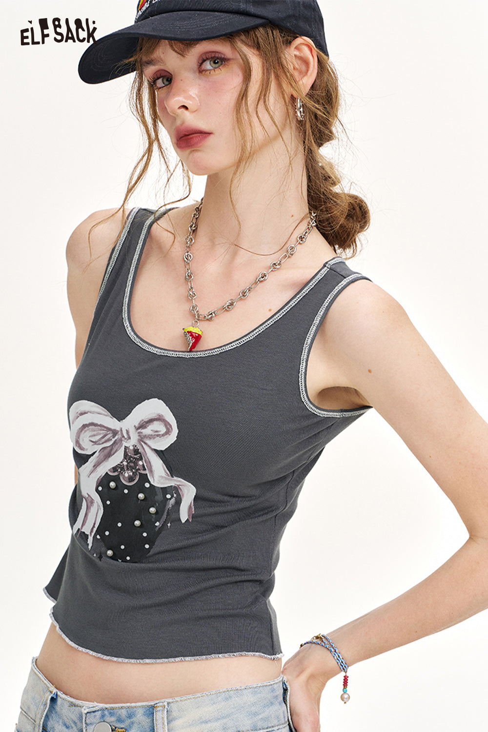 ELFSACK Strawberry Print Slim Fit Camisole