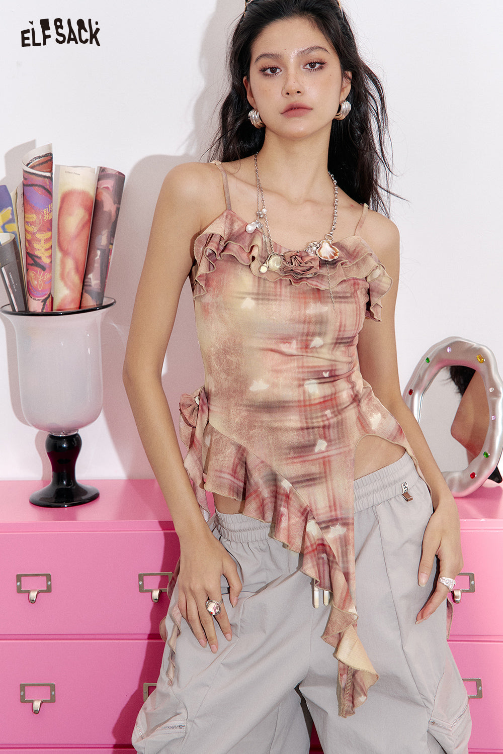ELFSACK Irregular Hem Chic Camisole