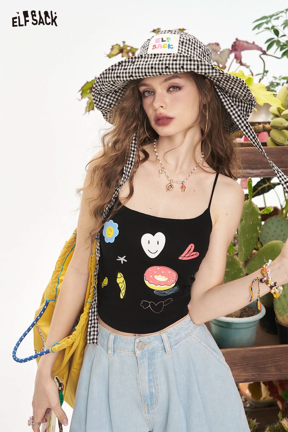 ELFSACK Y2K Cute Printed Slim Fit Camisole