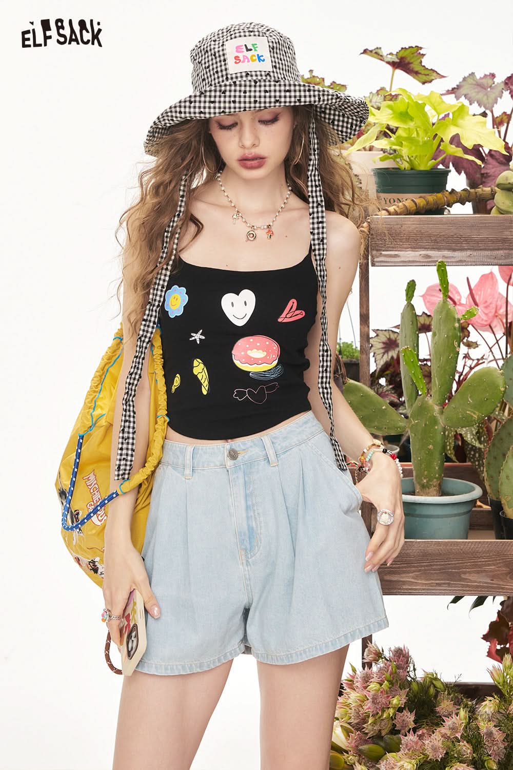 ELFSACK Y2K Cute Printed Slim Fit Camisole