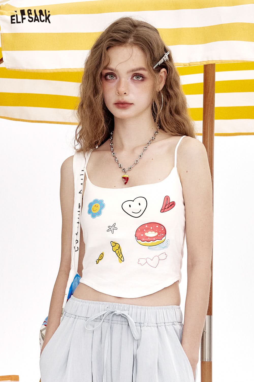ELFSACK Y2K Cute Printed Slim Fit Camisole