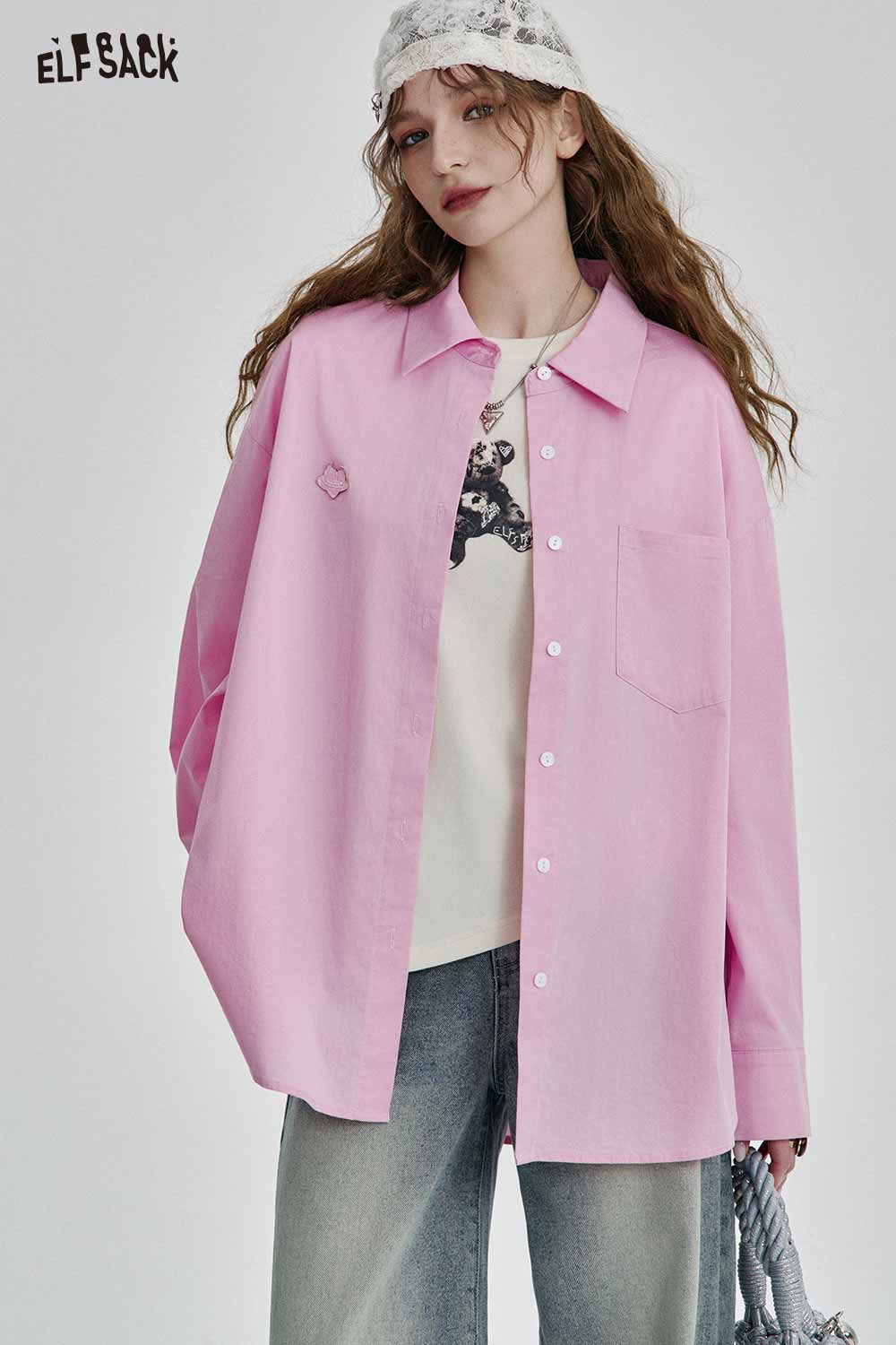 ELFSACK Womens Basic Button-Down Shirt