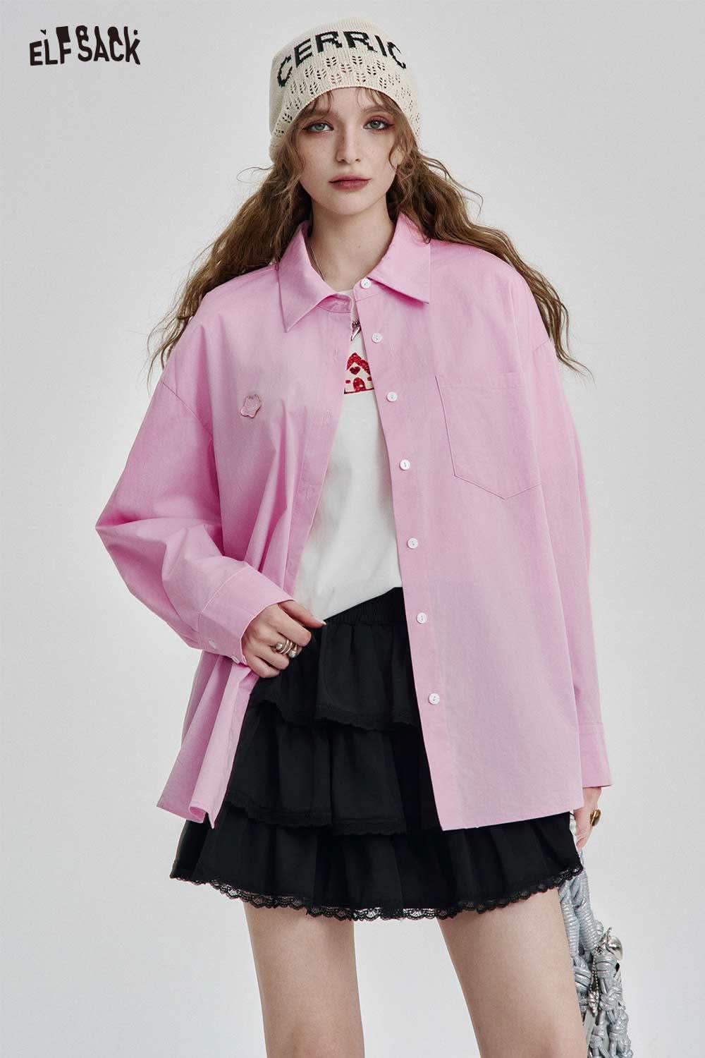 ELFSACK Womens Basic Button-Down Shirt
