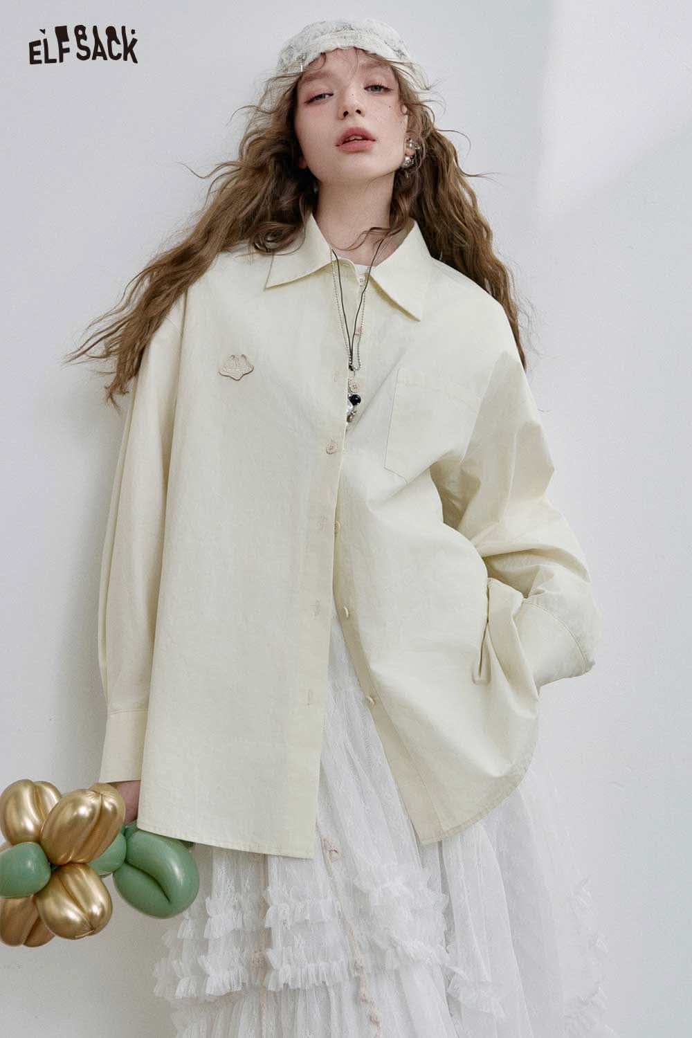ELFSACK Womens Basic Button-Down Shirt