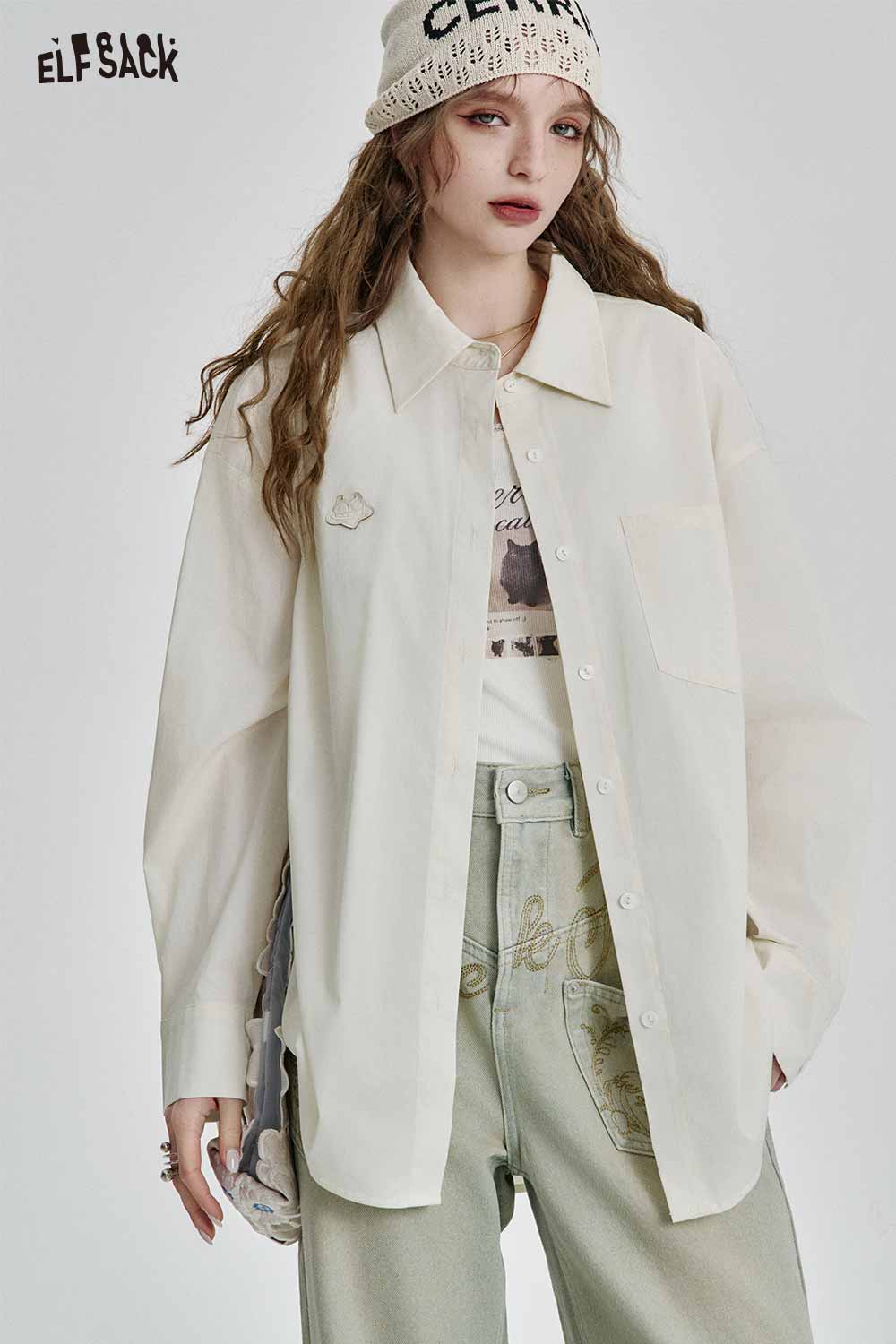 ELFSACK Womens Basic Button-Down Shirt