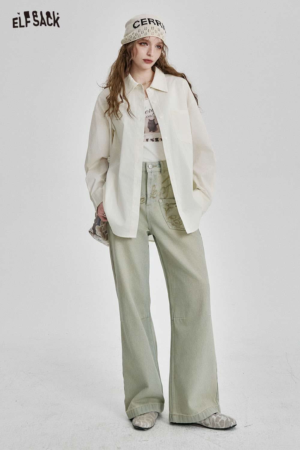 ELFSACK Womens Basic Button-Down Shirt