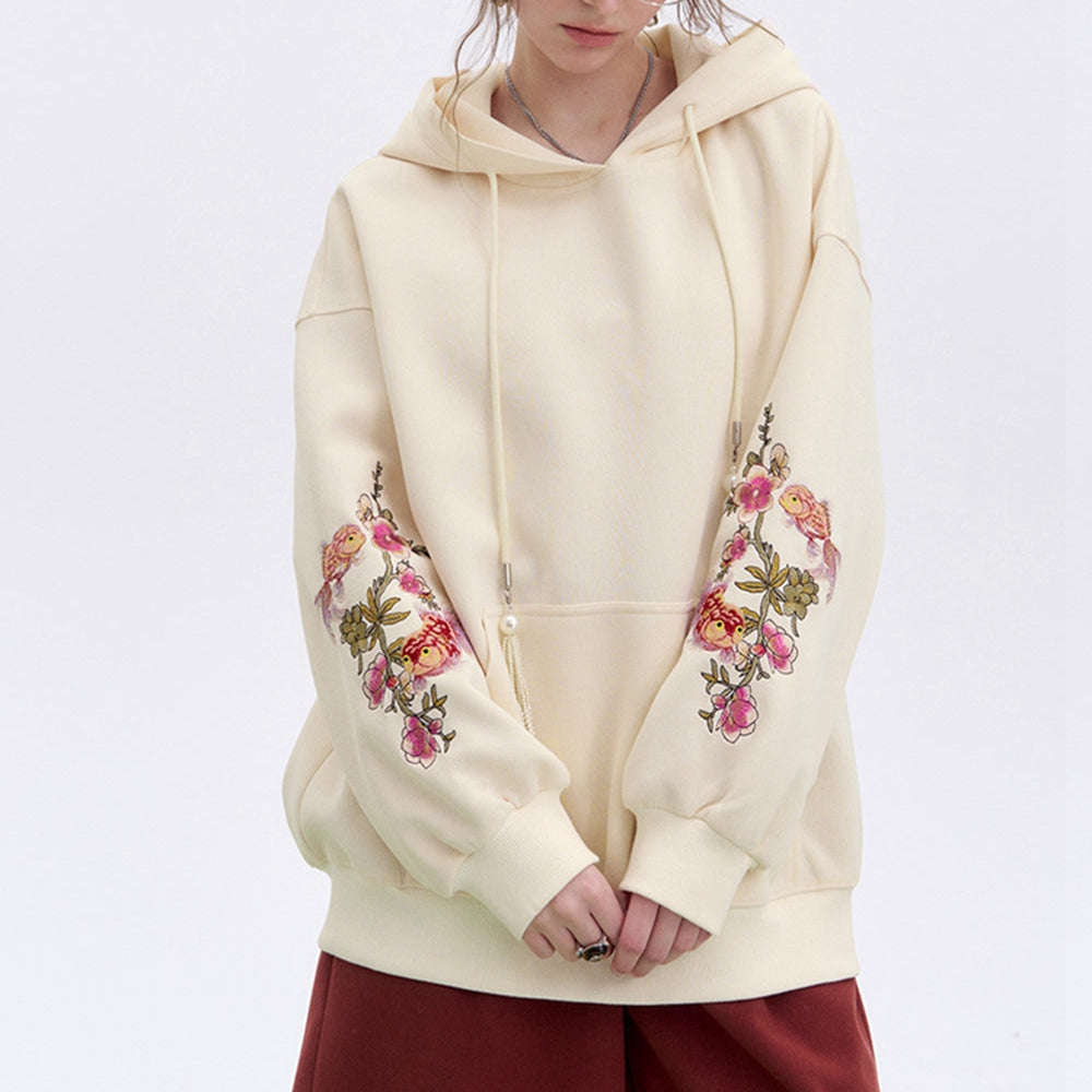 
                  
                    ELFSACK 2025 Spring New Arrivals Lucky Koi Embroidered Hoodie Women's Loose Casual Neo-Chinese style Top
                  
                