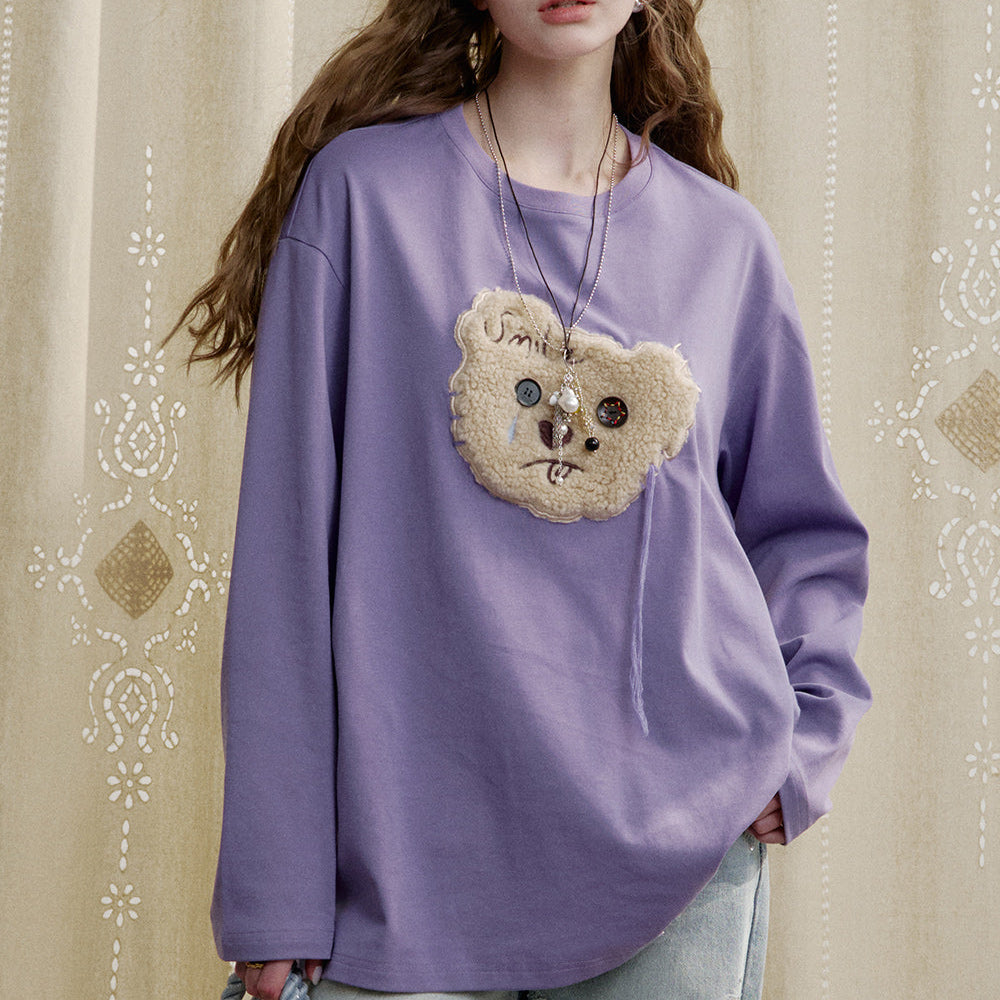 
                  
                    ELFSACK 2025 Spring New Arrivals Y2K Cute Bear Long Sleeve O-Neck T-Shirt Women Loose Casual Tops
                  
                