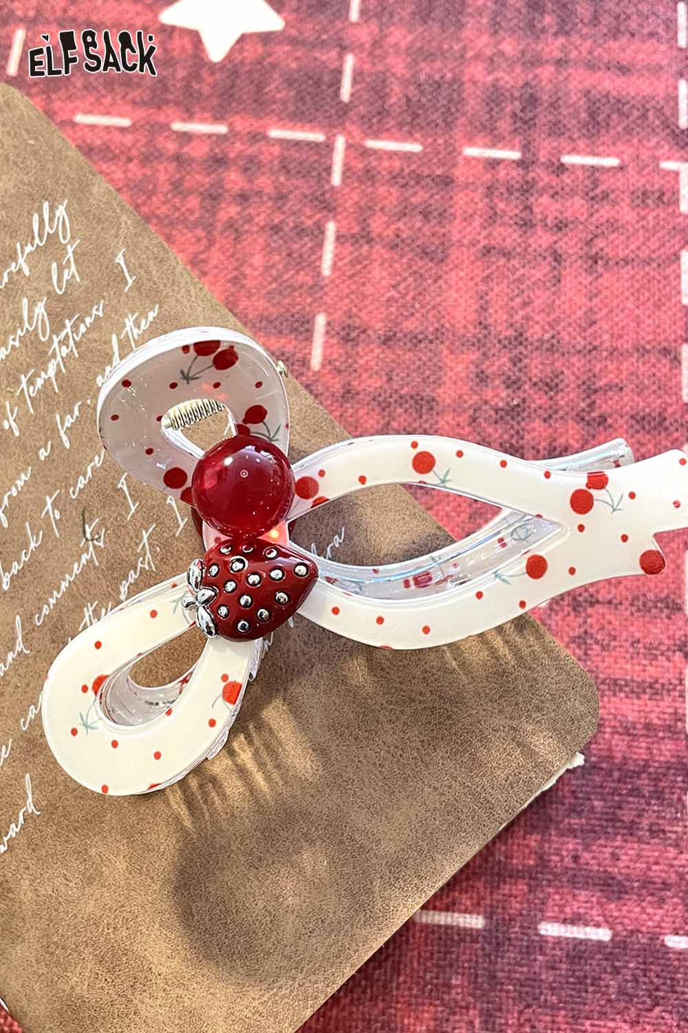 ELFSACK Cherry Strawberry Bow Hair Claw Clip