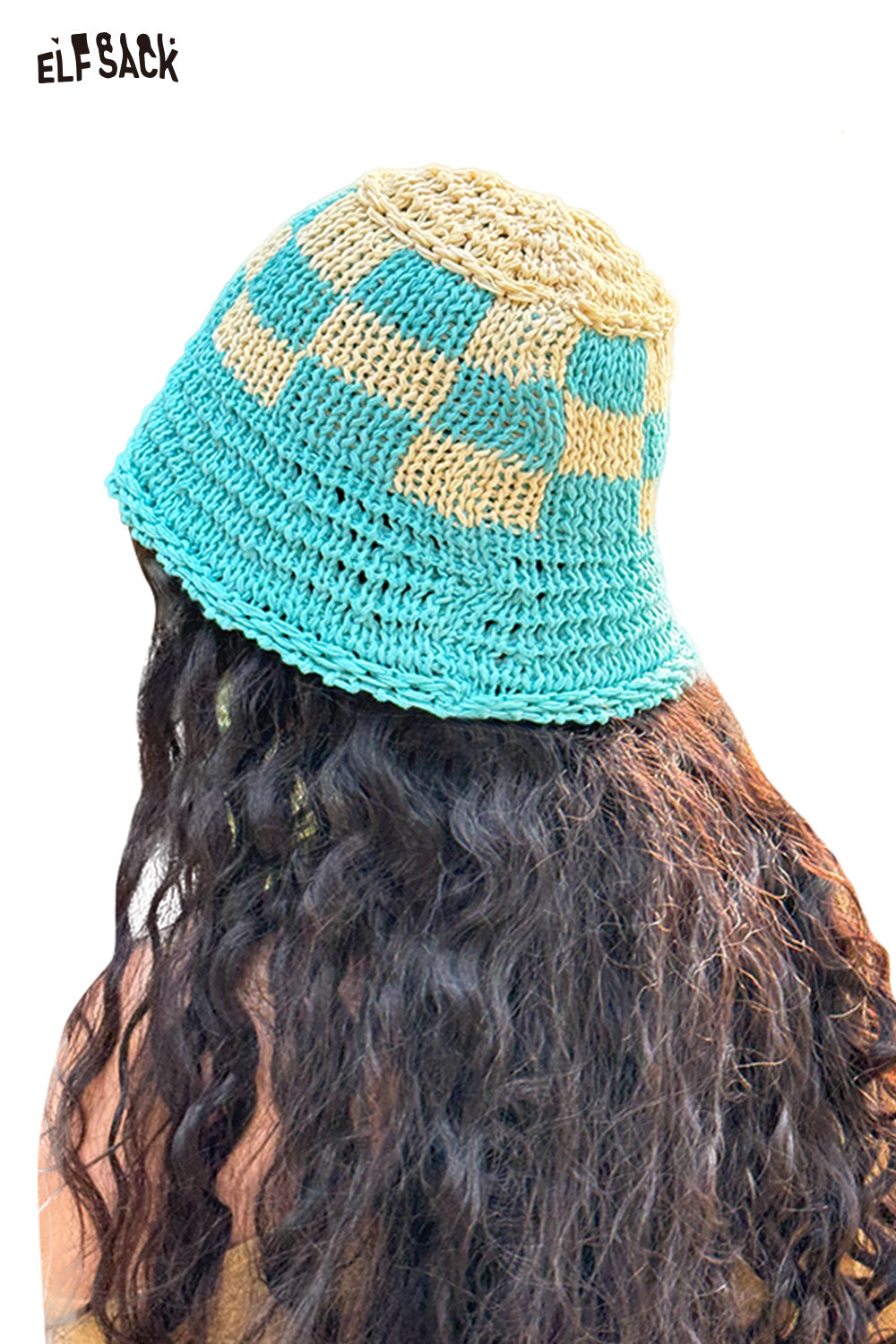 ELFSACK Clash Of Colours Hollow Plaid Fisherman's Hat