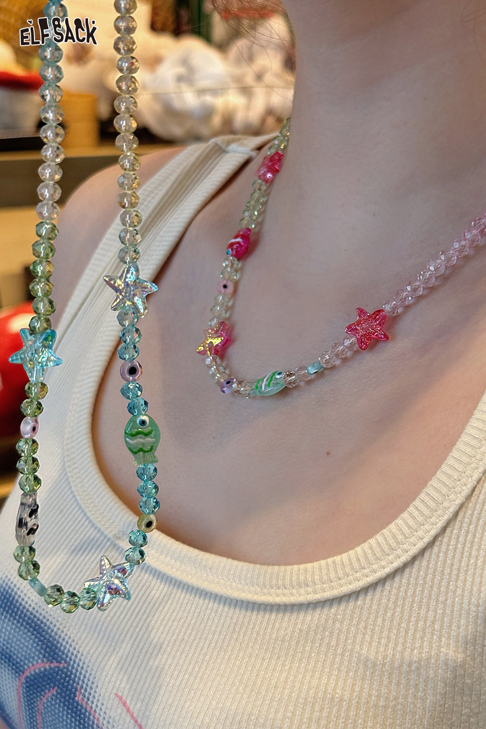 ELFSACK Dopamine Resort Style Beaded Necklace