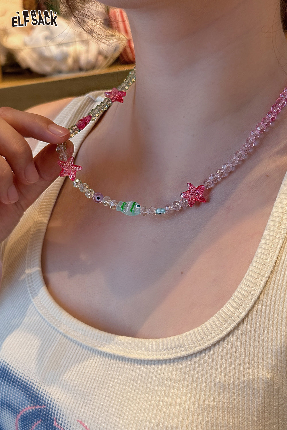 ELFSACK Dopamine Resort Style Beaded Necklace