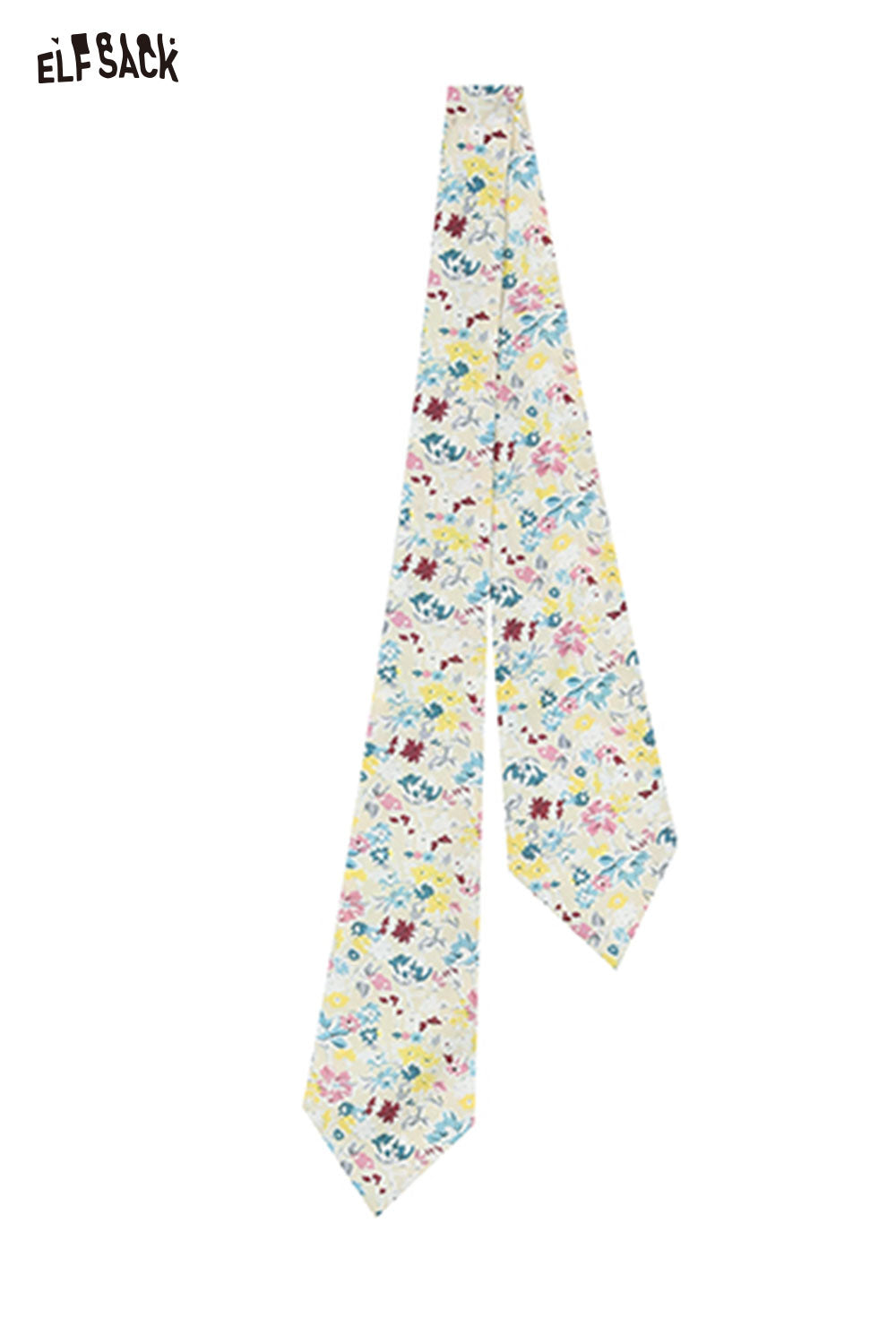 ELFSACK French Style Retro Floral Long Silk Scarf