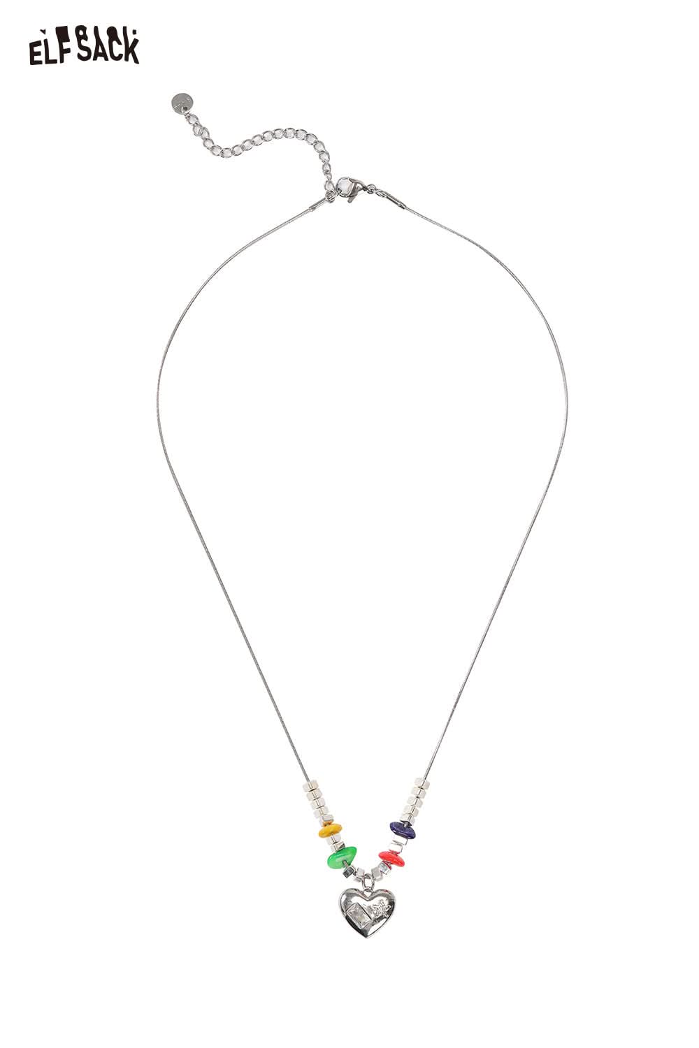 ELFSACK Love Pendant Colourful Beaded Necklace