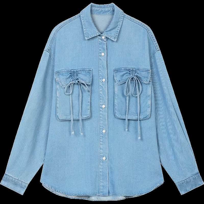 ELFSACK Blue long-sleeved denim shirt