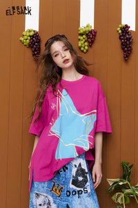 Abstract Cat Print Oversized Half Sleeve T-Shirt