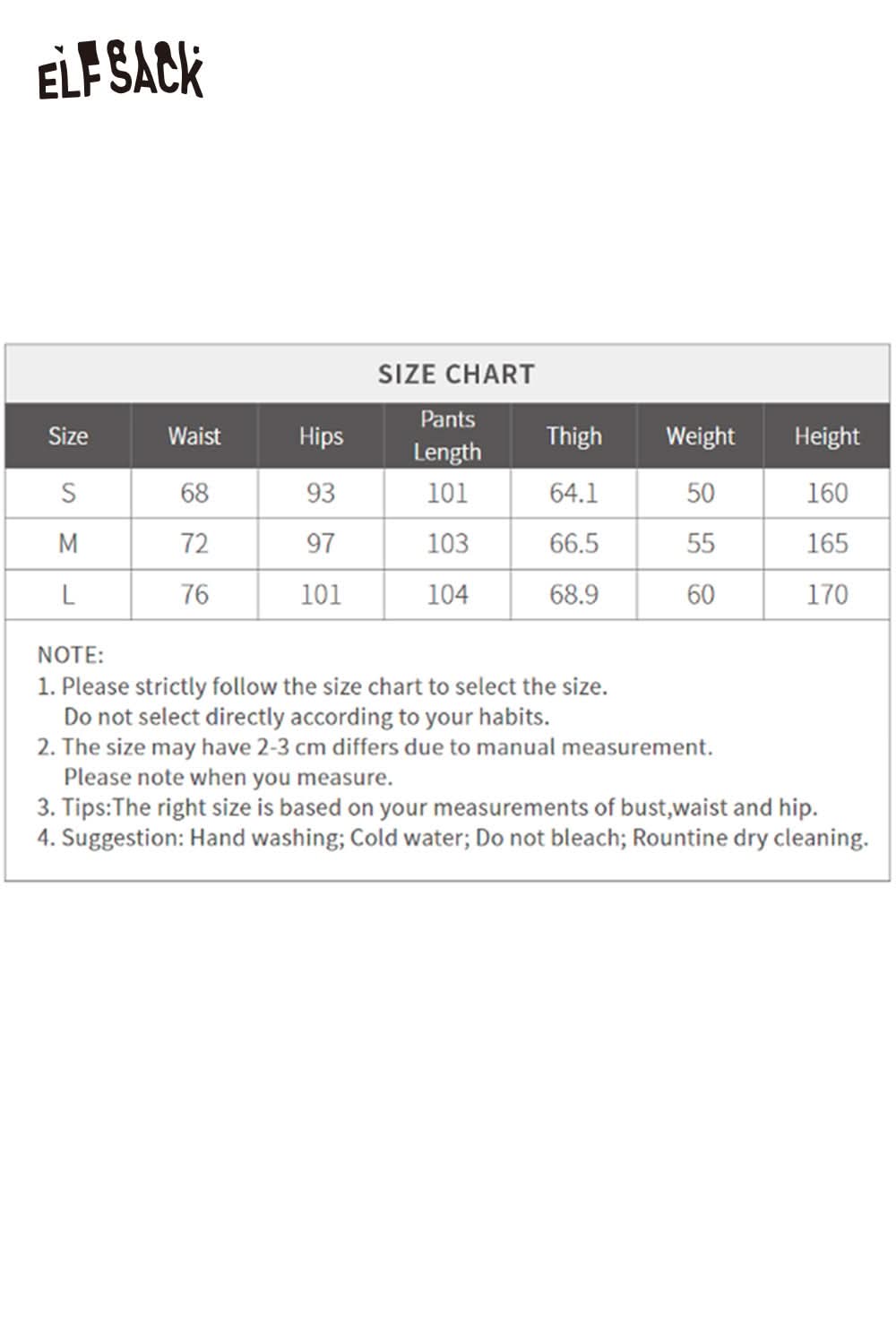ELFSACK animal print embroidered jeans for women with detailed size chart for perfect fit
