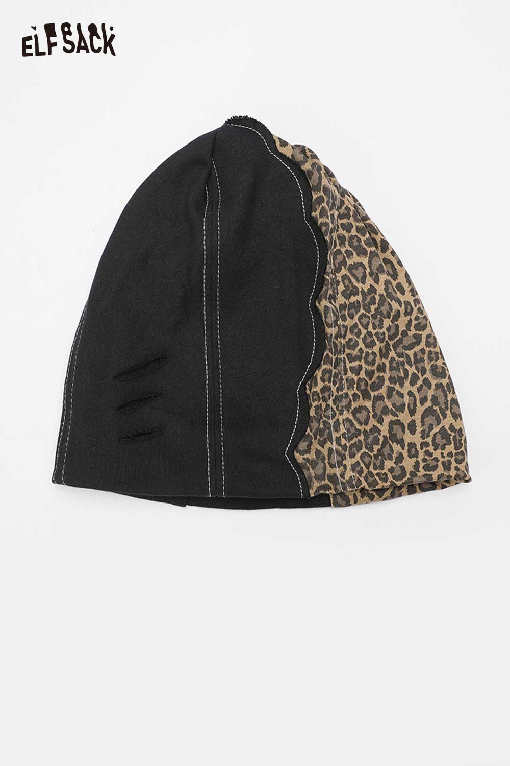 ELFSACK animal print slouchy beanie featuring a stylish leopard design and comfortable fit