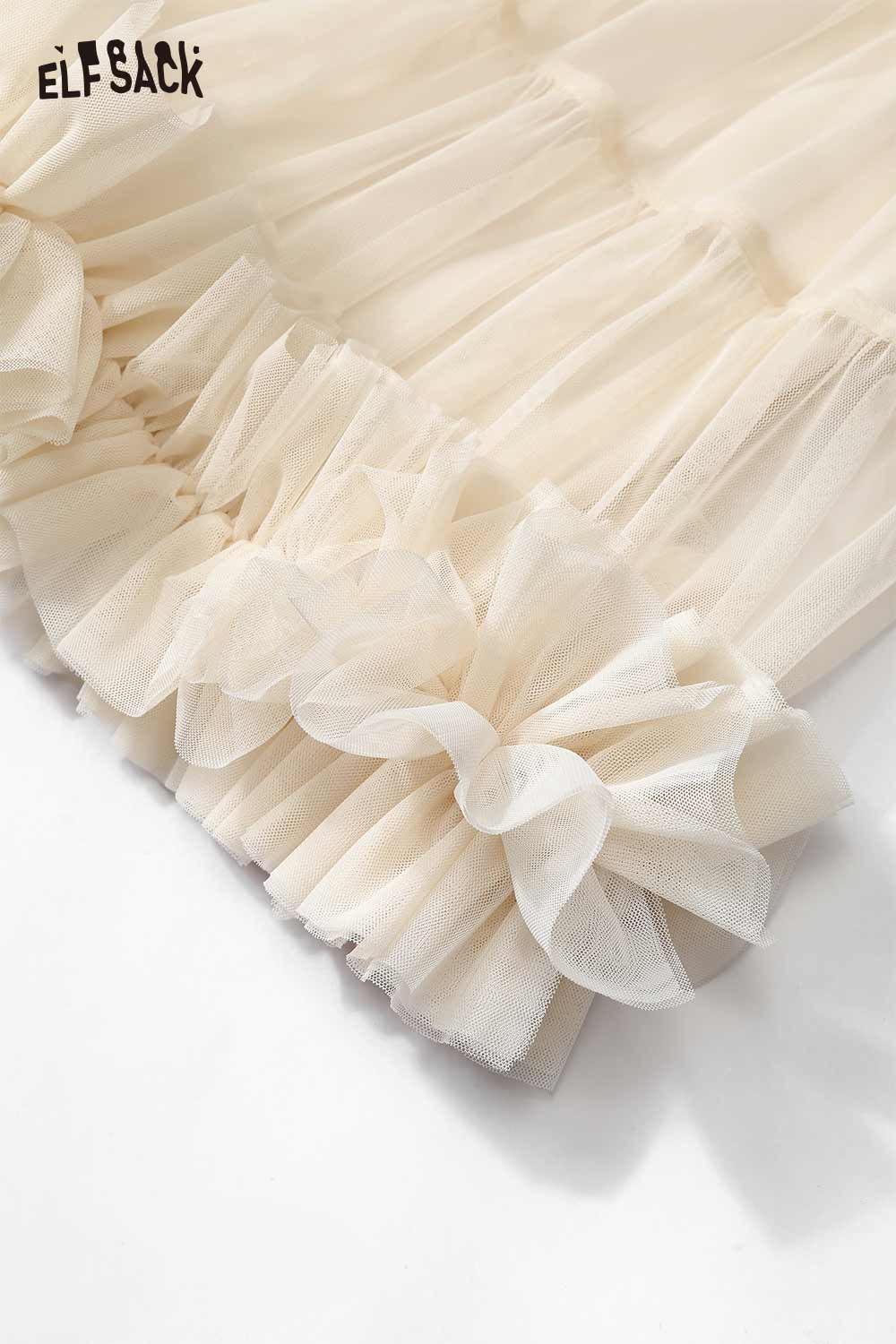 ELFSACK ballerina style tulle skirt in soft cream with layered ruffle details for a delicate look