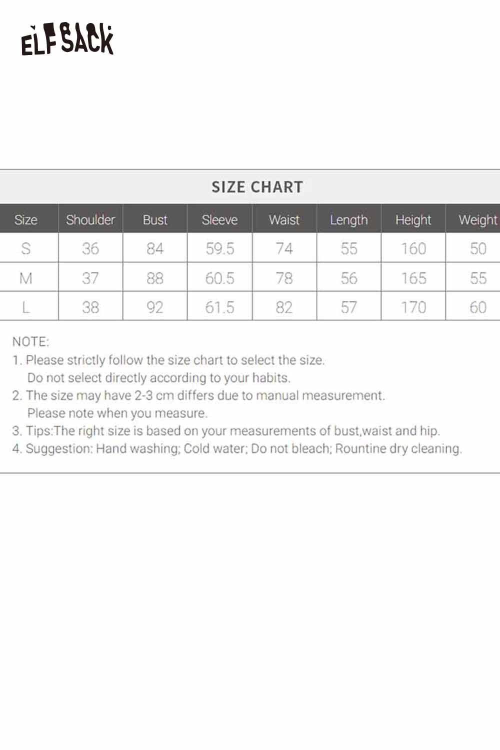 ELFSACK bear graphic relaxed fit tee in various sizes with a detailed size chart for accurate fitting