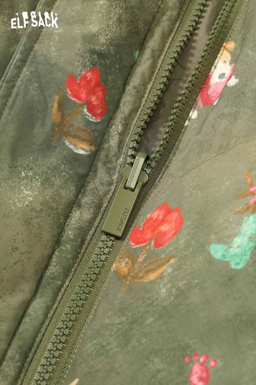 ELFSACK bohemian floral reversible vest with floral print and zip closure for stylish layering