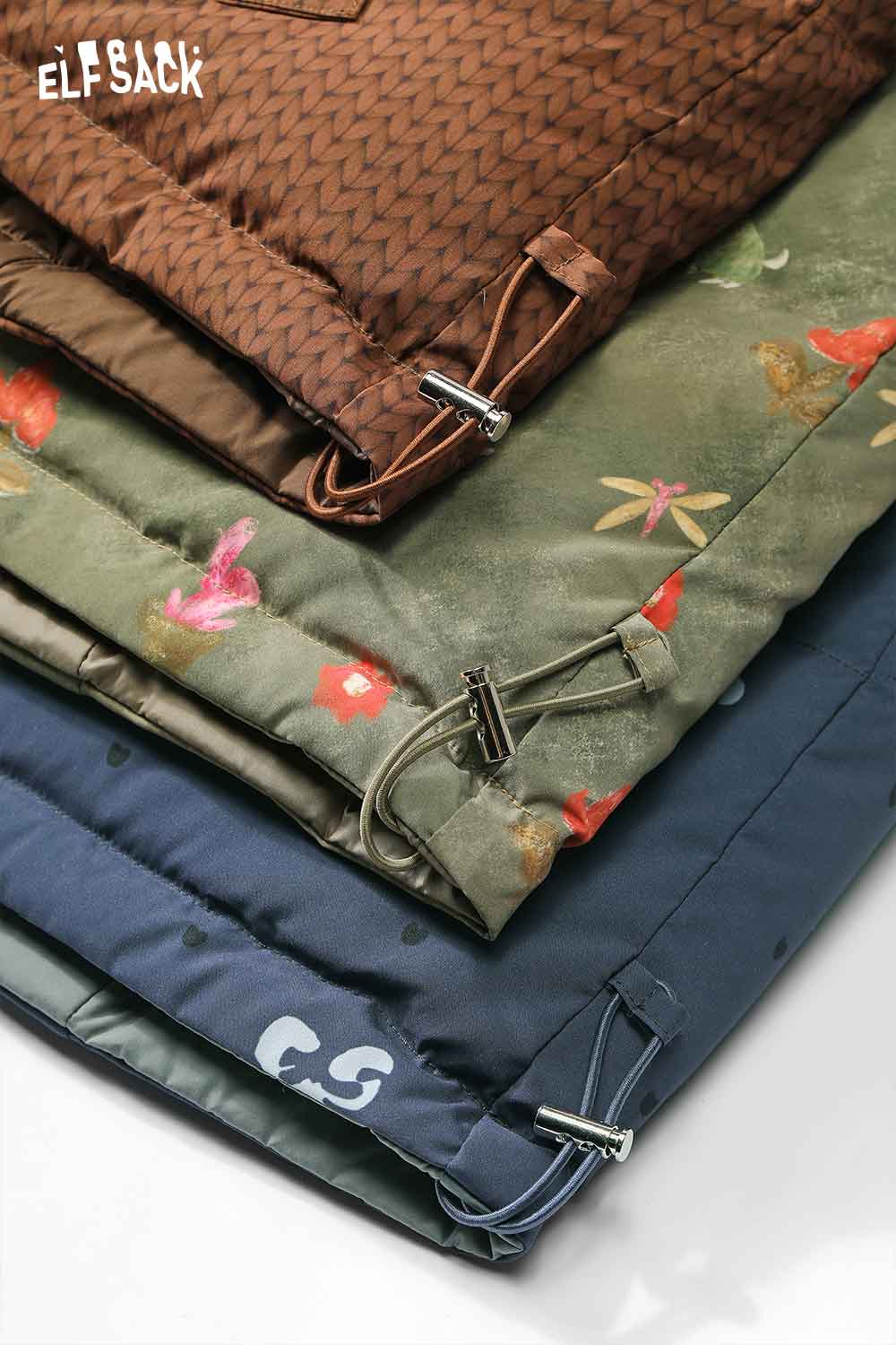 ELFSACK bohemian floral reversible vest featuring multiple colors and intricate patterns folded neatly