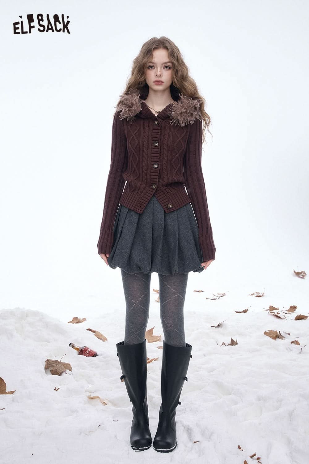 ELFSACK women's outfit featuring breathable mesh leggings for women paired with a stylish sweater and skirt