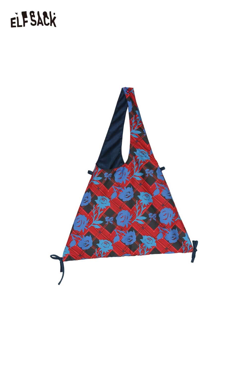 ELFSACK canvas color block tote bag with vibrant floral patterns and stylish design