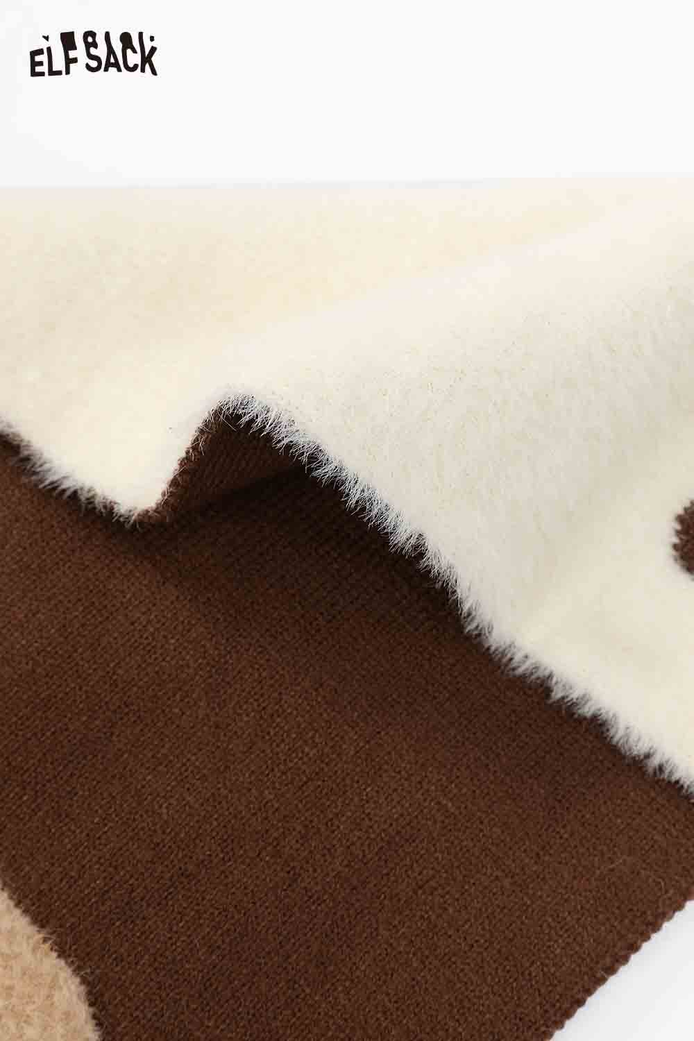 ELFSACK cartoon puppy fleece scarf in soft beige and brown for cozy winter warmth